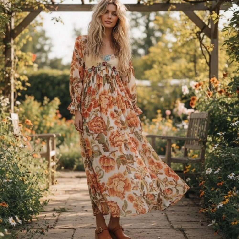 Free People NWT Size Small Timeless Tapestry Maxi Dress